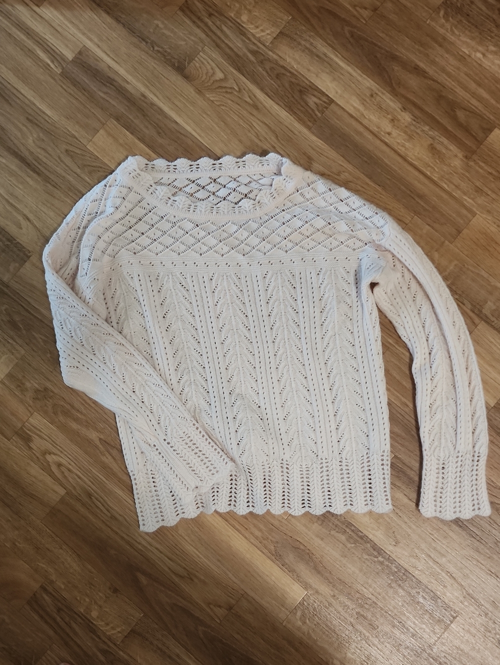 Women's Cream Open-Knit Sweater
